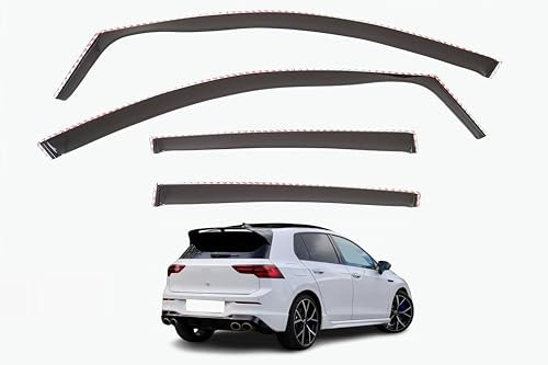 Set mit 4 Windabweisern, kompatibel mit Volkswagen Golf 8 5-Türer Schrägheck 2021 2022 2023 2024 2025 Modelle.