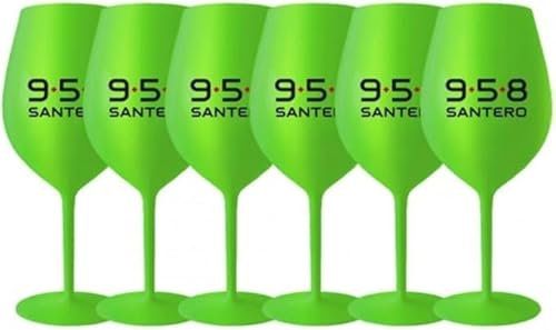 Set 6 Bicchieri Santero 958 Colore Verde - Calici in plastica dura infrangibile -Bicchieri Verdi in Tritan Silicone - Lavabili in Lavastoviglie Comodi Leggeri Resistenti