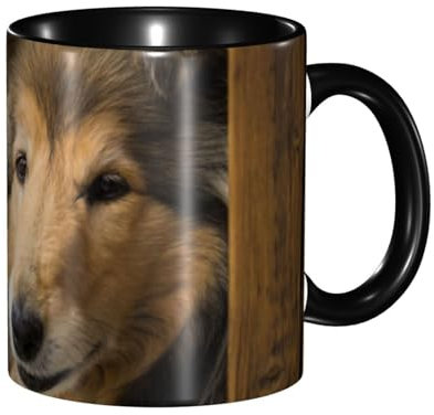 BEEOFICEPENG Tasse, 330 ml, individuelle Keramiktasse, Kaffeetasse, Teetasse für Küche, Restaurant, Büro,Rough Collie Lassie Hunde Große flauschige Hunde Haustiere