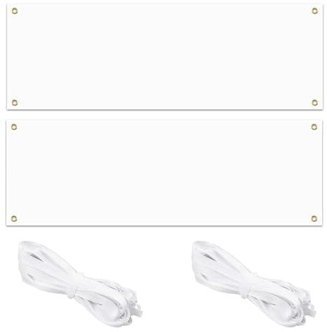 MIPIACE 2 Set 200x100cm Großes Leeres Banner Weiß Banner Selbst Gestalten mit ösen Polyester Banners Personalisiert mit 6m Hängendem Seil für Partyfeiern für Geburtstag DIY Painting Outdoor