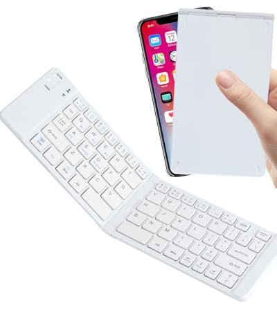 Clavier sans fil pliable Bluetooth fin, petit silencieux, portable, compact, de poche pleine taille, clavier pliable de voyage pour PC, ordinateur portable, téléphone, tablette Samsung, iPhone, iPad,