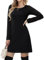 Tanmolo Kleid Damen Elegant Knielang Langarm Rundhals Freizeitkleid Herbst und Winter (Schwarz XXL)
