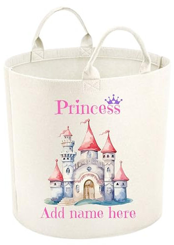 Personalised Fairy Princess Castle Toy Storage Basket Large 50l |Tub |Trug | Toy Box | Kids Toy Organisation