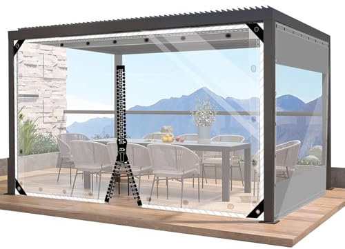 AMXFS Rideau d'extérieur avec œillets - Résistant aux intempéries - en PVC - Protection Contre Le Vent - Bâche de terrasse 0,5 mm - Rideau d'extérieur pour pavillon et Jardin
