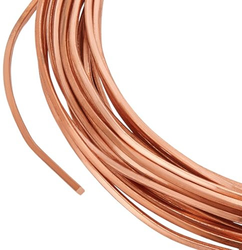 BENECREAT Filo di Rame Quadrato, 6 Metri, 1,3 mm Filo di Rame Piatto per Creazione di Gioielli, Avvolgere Pietre Preziose e Decorazioni in Metallo, Disponibile in Oro Rosa per Artigianato e Fai Da Te