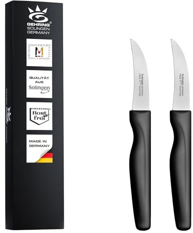 GEHRING Solingen Schälmesser Serie Wave 2er Set I 6 cm gebogene Klinge I rostfreier Edelstahl I ergonomischer Kunststoffgriff I 2-teiliges Messer Set I Küchenmesser I Made in Germany
