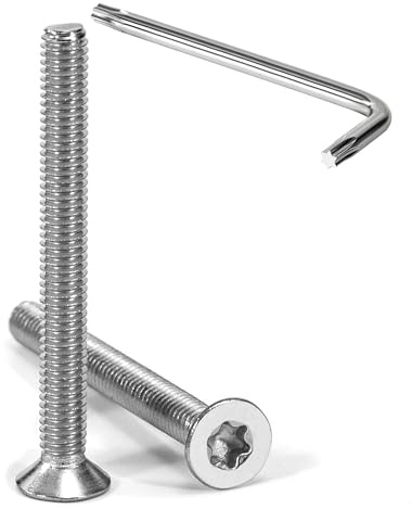Tunejoy 20 Stück Senkkopfschrauben Torx M4 x 40 mm Senkschrauben Edelstahl A2 V2A Maschinenschrauben Senkkopf Innensechskant Vollgewinde mit T20 Inbusschlüssel
