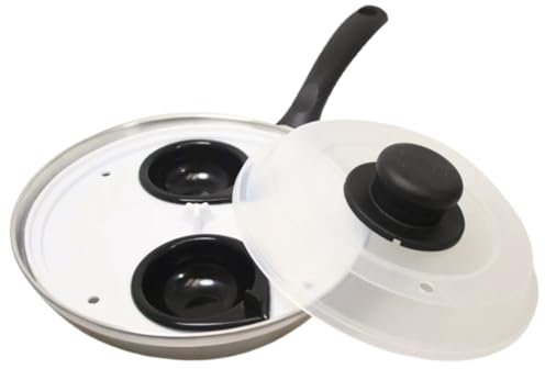 Egg Poacher Pan 20cm 2 Cup Stainless Steel Non-Stick Poached Egg Cooker with Stay Cool Handle & Removable Cups Dishwasher Safe, Ideal for Home Kitchen Cooking