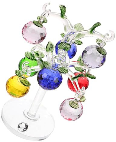 Alipis Glass Crystal Tree Apples Tree Statue Desktop Decor for Home Random Color