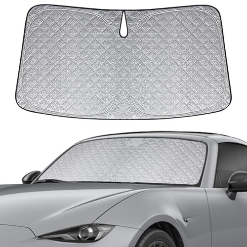 Sonnenschutz Auto Frontscheibe Ersatz für Mazda MX-5 ND 2016-2025, Auto Windschutzscheibe Sonnenschutz Innen, Faltbar Sonnenschirm Auto UV Schutz Reflektierender Staub Schutz Sonnenschutzfolie