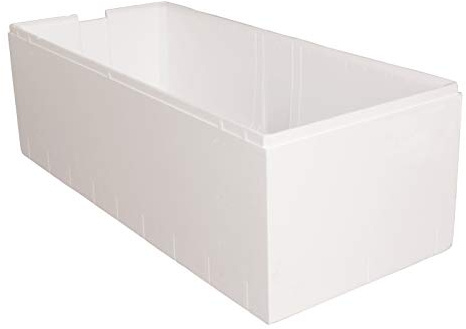 Calmwaters® Wannenträger 180 x 80 cm Modern Curved, Passend für Rechteck-Badewanne 180x80 cm, Styroporträger, Schall- und wärmedämmend, Direkt verfliesbar, Badewannenträger in Weiß, 03AX3362