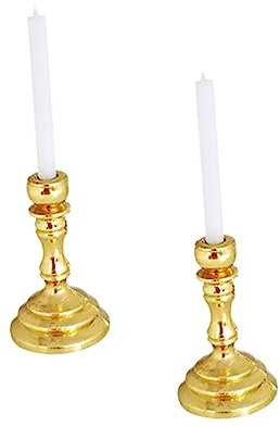 Yardwe 2stücke Miniatur Kerzenhalter Goldene Teelichthalter Für Puppenhaus Hochwertige Deko Für Miniaturküchen Und Wohnräume Zur Weihnachtsdekoration