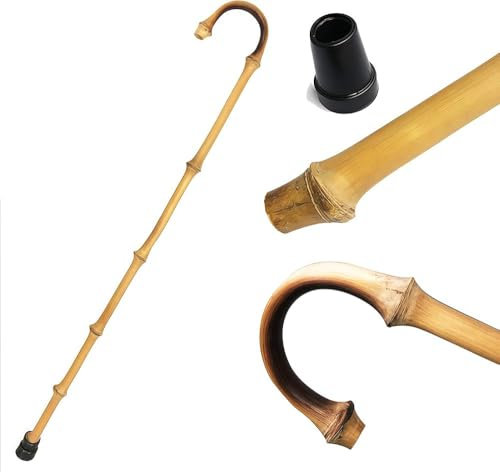 Canne en bambou naturel pour personnes âgées – Canne réglable avec poignée antidérapante, aide à la mobilité adaptée aux personnes âgées pour hommes et femmes (légère et durable, utilisation en