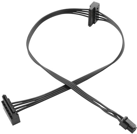 ELFJMZP Cable adaptador de alimentación SATA de 4 pines a Dual SATA – Compatible con estación para HDD/SSD Expansión – 45 cm Mini 4 pines a 2 x SATA 15 pines cable de alimentación