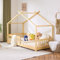 LALAHO Kinderbett Bodenbett 90x200 cm, Kinder Bett Mit Stoffhimmel, Kinderbetten inkl. Rausfallschutz & Lattenrost, Bodenbett Kinder bis 200 kg (Natur)