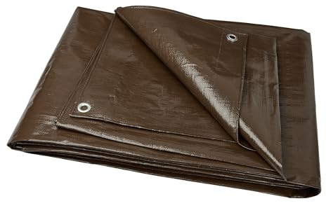 Garronda Lona Impermeable con Ojales 200 g/m² 3x5 m Marrón GD-0162 | Lona de suelo para camping, PP resistente a rayos UV y desgarros; cubierta para muebles de jardín, coche y madera