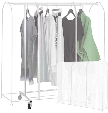 BAIFULAI Kleiderständer Abdeckung Mit Reißverschluss, 180 x 150 x 50cm Kleiderstange Schutzhülle, Kleidersack Staubschutzhülle, Transparente Wasserdicht, Kleiderbügel mit Hülle für Anzug Mantel T-Shir
