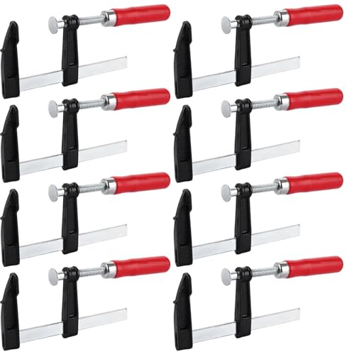 DAJAVE 8 Stück Schraubzwinge Set, Schraubzwingen Klein Spanner, Spannweite 100mm, Dehnbereich150mm, Spannkraft 23kg/68kg, Stahl und Nylon für präzises Fixieren