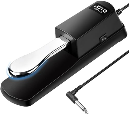 JOYO Sustain Pedal for Keyboard Piano Universal Metal Foot Controller with Polarity Switch 5ft Cable for Digital electric Piano MIDI Synthesizer (SP-10)