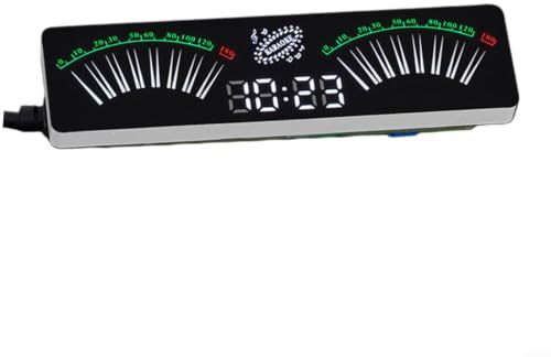 Fan-shaped RGB Music Level Display Device with Dynamic LED Sound Display and Time Function, Retro Aesthetic Sector Display for Volume, USB 5V Operation with Microphone for Party and Home, Black