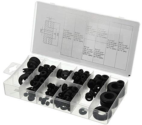 Yulakes 180pcs Gummi Tüllen Sortiment Kit Elektrischer Leiter Dichtungsring Satz für Draht, Stecker und Kabel