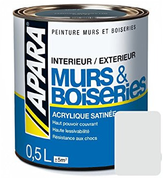 Peinture intérieure couleur, acrylique satinée 0.5 litre Gris