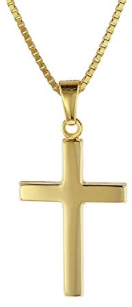 trendor Kreuz Gold 333 mit goldplattierter Venezianer Kette Damen Halskette, Gold Anhänger, Kreuz Anhänger aus Echtgold, elegantes Geschenk 08500-38 38 cm