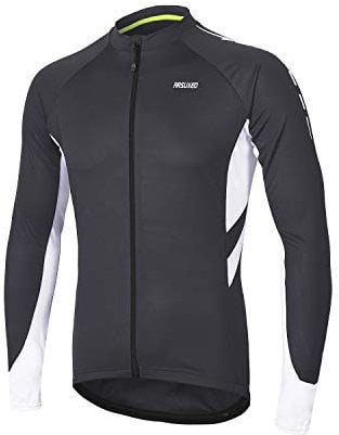 ARSUXEO Radtrikot für Herren, Fahrradtrikot Langarm, Radfahren Shirt, Radsport Trikot MTB Fahrrad-Bekleidung 6030 dunkelgrau L