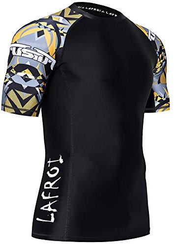 LAFROI Men's Short Sleeve UPF 50+ Baselayer Skins Compression Rash Guard (Armour, LG)