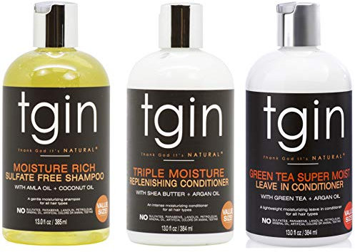 Tgin Feuchtigkeitsreiches, sulfatfreies Shampoo, Triple Moisture Replenishing Conditioner und Super Moist Leave-in Conditioner Set für Grüntee