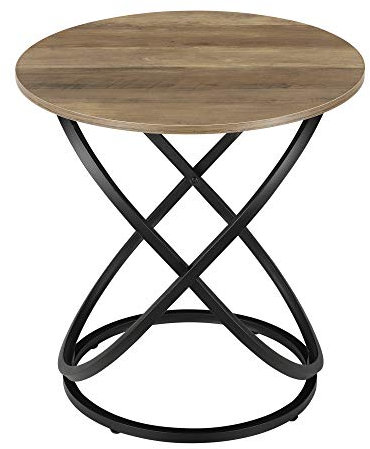 [en.casa] Beistelltisch 61 x Ø 59 cm Couchtisch mit Metallgestell Wohnzimmertisch Sofatisch Rund Holzoptik