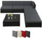Montafox Poly Rattan Lounge Sitzkissen 7cm Gartenmöbel Ecklounge Frei Kombinierbare Elemente Ecksofa Tisch Gartengarnitur Garten Balkon Terrasse Outdoor, Farbe:Nachtschwärmergrau