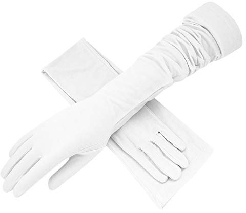 Handschuhe Damen Fahrradhandschuhe Baumwolle Atmungsaktive Armstulpe Touchscreen Driving Handschuhe Anti-UV Sonnenschutz Damenhandschuhe Lange Baumwollhandschuhe für Outdoor Radfahren Autofahren