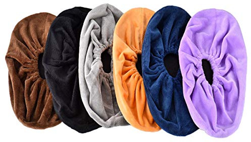 Queta 6 Paia Copriscarpe Lavabili Antiscivolo in Flanella Colorata, Copriscarpe Riutizabili per La Scuola Materna/Casa/Ufficio