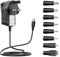 Zolt 5V 3A Power Supply, AC DC 5V Power Adapter Transformer with 8 DC Plugs for Household Electronics, 15W Max.