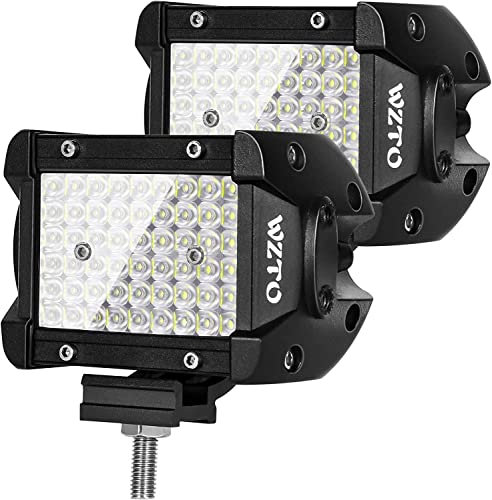 WZTO Phare de Travail LED 300W, 2PCS 4'' Projecteur,LED Phare de Travail Voiture,Longues Portées LED,Feux LED Moto,Bar LED 12v,LED Phare,Bar LED, 6000K pour Offroad SUV, ATV, Camion (2PCS) 300W