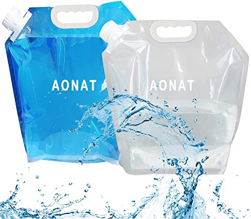 Wasserkanister Faltbar, 2 Packs 10L+10L Wasserbehälter Trinkwasser Behälter BPA Frei Tragbar, Faltbarer Faltkanister mit Tragegriff für Outdoor Camping & Reisen BBQ (Blau+Weiß)