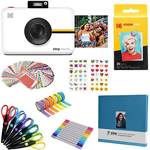 Kodak Step Touch 13MP Digital Camera & Instant Printer with 3.5 LCD Touchscreen (White) Scrapbook Bundle