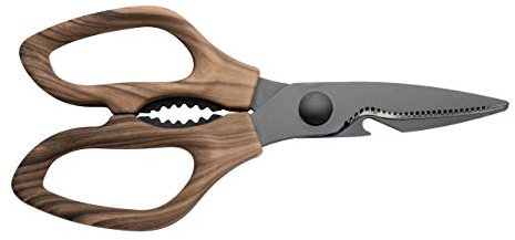 Rockingham Forge Forester Series Kitchen Scissors, Stainless Steel with Soft Touch Wood Effect Handles, Nutcracker & Bottle Opener Included