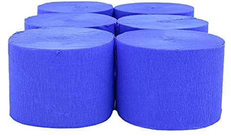 ANCLLO 6 Rollen 4,5 cm x 25 m Krepppapier Party Luftschlangen Hintergrund hängende Dekorationen für Geburtstagsparty, Hochzeit und Festival-Dekorationen (Dunkelblau)