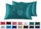 Satin Kissenbezug 45 x 70 cm 2 Stück- 100% Satin, Superweicher Kopfkissenbezug, Kissenhülle Aqua