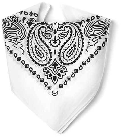 Karl Loven - Weiß Bandana - Paisleymuster - 100% Baumwolle - Dicker Stoff - 20 Exklusivfarben