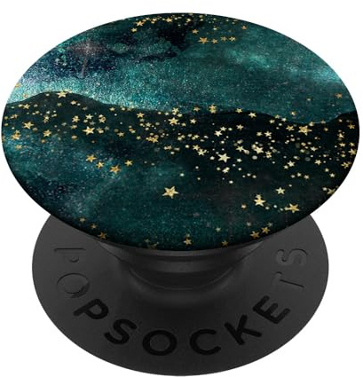Green Teal and Black Moody Starry Night Sky PopSockets Adhesive PopGrip