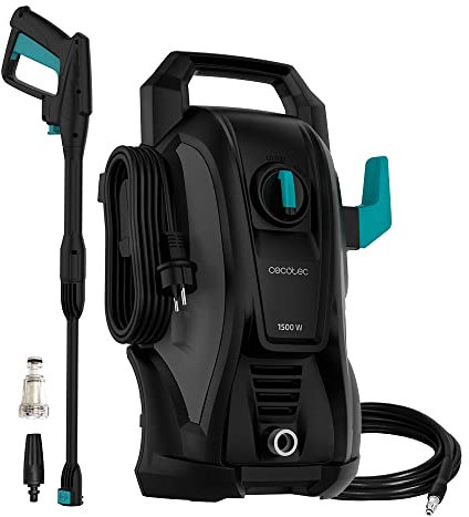 Cecotec Hidrolimpiadora Hydroboost 1500. 1500 W, Caudal Máximo 468 l/h, Bomba de Aluminio, Presión máxima de 120 Bares, Radio de acción + 9 m, Boquilla Ajustable, Asa