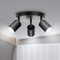 TaFiCo Deckenstrahler LED 3 Flammig Rund Schwarz GU10 - Strahler Deckenspot Schwenkbar - Deckenlampe Spot für Wohnzimmer Schlafzimmer Küche Flur - Ohne Leuchtmittel