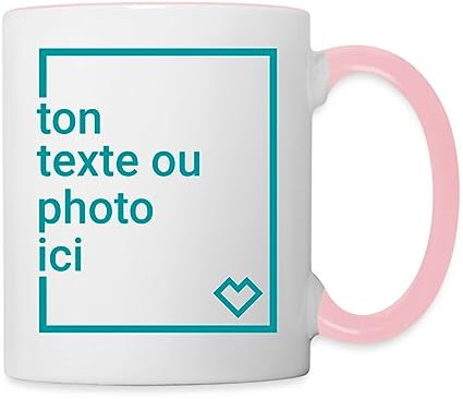 Spreadshirt Créez Votre Propre Tasse Personnalisée avec Texte ou Photo Individuelle Mug Bicolore, taille unique, blanc/rose