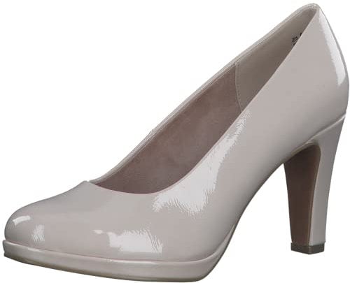 MARCO TOZZI Damen Pumps mit Trichterabsatz Vegan, Cremefarben (Powder Patent), 42 EU