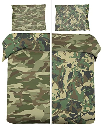 WQIZXCW Camouflage Bettwäsche 140x200, Army Militär Stil Microfaser Bettbezug Set 2 Teilig - Weich & Angenehm & Atmungsaktiv, 1 Bettbezüge mit Reißverschluss + 1 Kissenbezug 70x90 cm