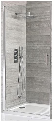 MILANO Chrome Hinged Door Shower Enclosure Drying Tray 1600 x 800mm