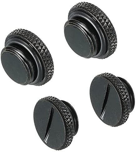 sourcing map 4 Stück Computer Wasserkühlung Stecker Fitting G1/4 Schwarz für PC Wasserkühlungssysteme mit O Ring